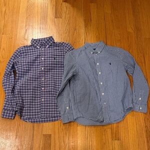 Lot of 2 Polo Ralph Lauren Boys Checkered Button-Down Shirts - Size 14-16 - L